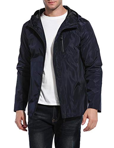 JINIDU Men's Hooded Sportswear Windbreaker Outdoor Breathable Windproof Rain Jacket