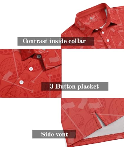 Image of ZITY Men's Golf Shirts Short Sleeve Print Patterns Casual Collared Polo