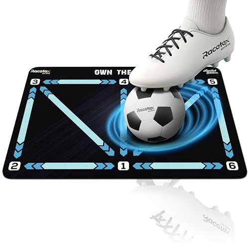 Racetex Fussballmatte Training Kinder 90x60 cm Rutschfeste und Langlebige Fußballmatte Die Kickmatte für Indoor Fussball Training Ballkontrolle & Technik verbessern (Blau 90x60 (cm))