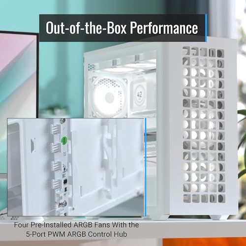 Gabinete AeroCool D502A Mid Tower, panel frontal de malla, soporte para radiador de 360 mm, 11 ranuras para ventiladores, soporte para GPU de 400 mm, compatible con ATX/m-ATX/mini-ITX, filtros magnéticos para polvo, construcción en acero SPCC, blanco miniatura 3