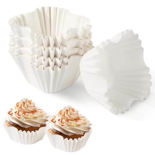 NIYATA 100Pcs Square Cupcake Liners, 2.36x1.57x1.57 Inch White Parchment Paper Baking Cups, Cupcake Cases, Square Bun Cases for Baking Cupcake Wrappers for Weddings and Parties