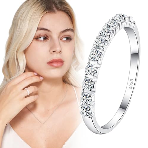 925 Sterling Silver Rings with 18K White Gold Plated Eternity Stackable Engagement Ring Anniversary3