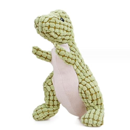 Mearrineser 犬のおもちゃ音咬傷耐性ぬいぐるみ歯が生える子犬黄金の髪ペット恐竜柴犬いじわる犬人形退屈解消ペットぬいぐるみ咬傷耐性歯が生える音犬のおもちゃ (25cm,グリーン)