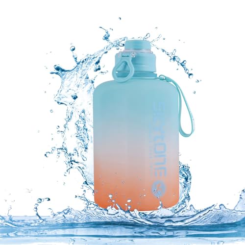 Image of SKYTONE Water Bottle For Gym- Extra-Strong Leakproof BPA Free Large Water Jug Half Gallon Hydrate Bottle with Handle Ideal for Adults Men Sports Gym Fitness Outdoor Cycling - 2.2 Litre (Blue)