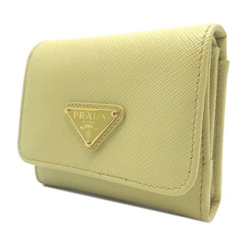 [プラダ] 三つ折り財布 (小銭入れ有り) PRADA PORTAF.PICCOLO PATT. サフィアーノ レザー トライアングルロゴプレート スモールウォレット 1MH043 SAFFIANO TRIANG/VANIGLIA (イエロー系) アウトレット レディース [並行輸入品]