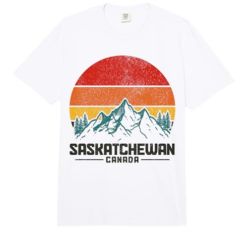 Saskatchewan Canada Vintage Mountains Hiking Nature Canadian Comfort Colors Adult Heavyweight T-Shirt