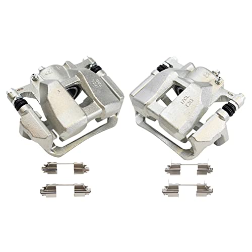 Image of TRQ Front Driver and Passenger Side Brake Caliper Set Caliper Brackets Hardware Compatible with 2013-22 Honda Accord 2013-15 Accord Sport Touring 2016-22 HR-V