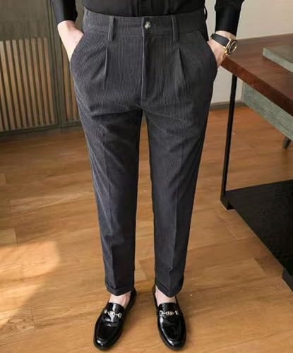 Men's Corduroy Pants Slim Fit Casual Fall Winter Long Trousers with Pockets2