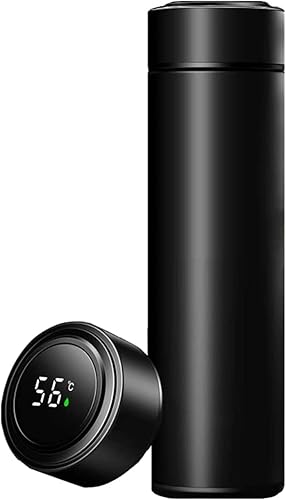 Necomi - Botella de agua inteligente, 16.9 fl oz con pantalla LED de temperatura, taza de viaje al vacío de acero inoxidable para 24 horas, taza