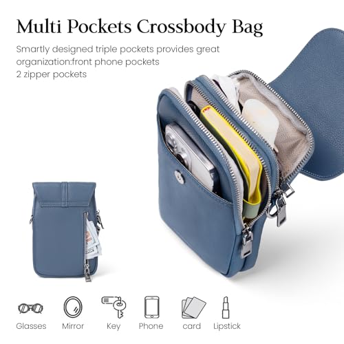 Image of befen Genuine Leather Small Crossbody Bags for Women Cell Phone Purse | Real Leather, RFID Blocking Card Slots, Multi Pockets, Cell Phone Bag, Travel Purse, Anti Theft