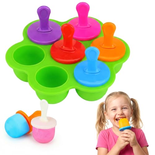 Molde Helados Silicona, Moldes Helados con 7 Cavidades, Mini Moldes Helados Silicona, Sin BPA y Reutilizable, Moldes Helados para Alimentos para Bebés, Hielo, Chocolate