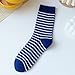 3 pairs - spring and summer all-cotton sports outer socks, medium tube personality Korean letter long socks - thin strip blue