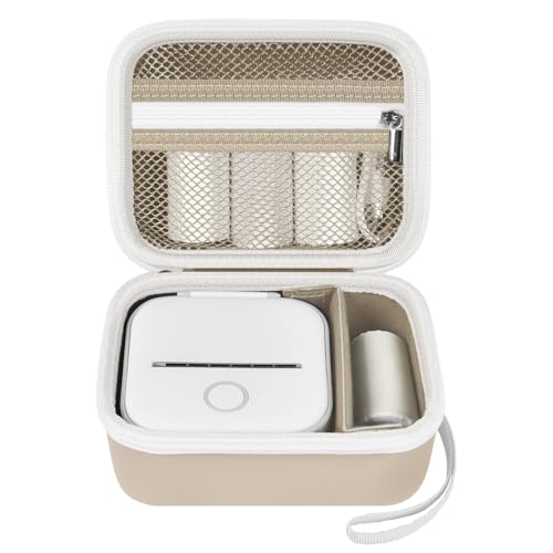 Image of ANKHOH Label Maker Case for Memoking T02 / for Phomemo M02 / M02S / M02 Pro / Q30S / for Ponek Mini Pocket Printer, Portable Sticker Printer Storage Holder Organizer Bag Paper&USB Cables, Box Only (Khaki)