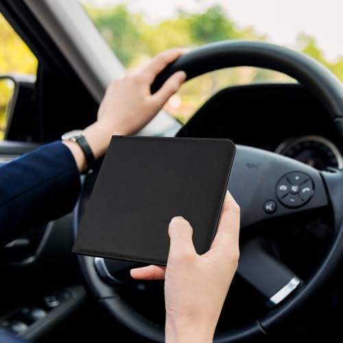 Image of CoBak Car Registration and Insurance Holder - Vehicle Glove Box Car Organizer, Auto Truck Comparment Accessories Case for Essential Document, Driver License, Cards (Rhombus Black)