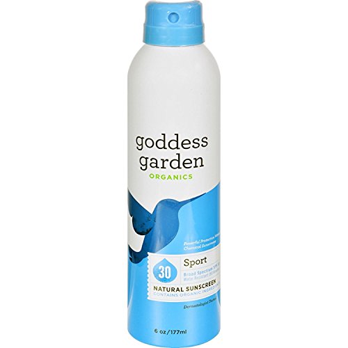 Goddess Garden Natural Sunscreen - Organic Ingredients - SPF 30 - Sun Sport - Continuous Spray - Scent Free - 6 fl oz (Pack of 3)