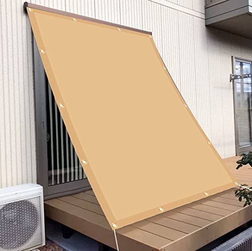 Voile d'ombrage rectangulaire 2x6,5m beige imperméable avec cordes pour balcon - 2