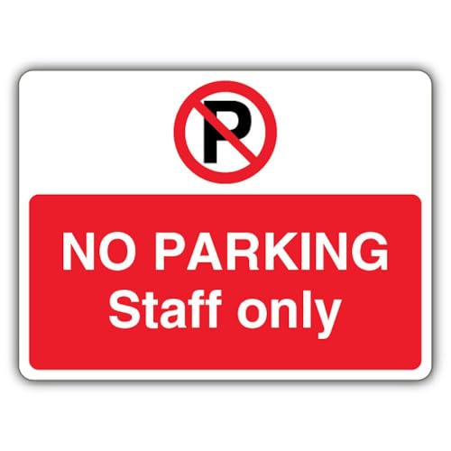Symbole d'interdiction avec P No Parking Staff Only panneau de sécurité vinyle 400x300