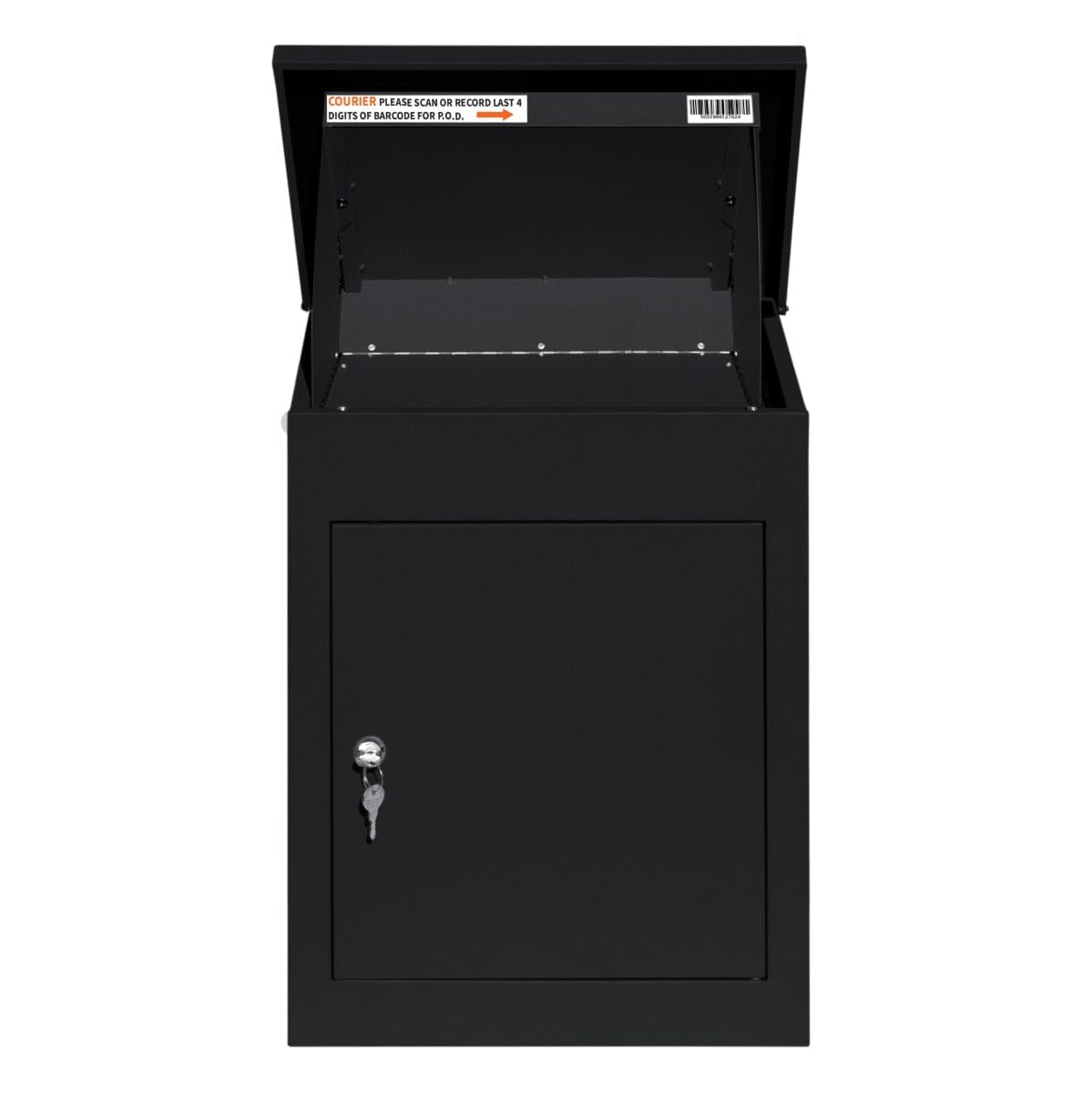 Buzón de Correos Negro Antirrobo de Pared Exterior Caja para Entrega de Cartas Paquetes Código de Barras Escaneable para Servicio Postal/Mensajeros, Cerradura con llave, 2 llaves+Destornillador GRATIS