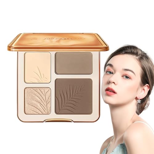 Paleta De Contorno En Polvo - Sombra De Ojos Larga Duración 4 Colores - Paleta De Maquillaje Viaje Mujer | Para Uso Diario Viajes Fotos Citas Fiesta Boda Mujeres Jóvenes Y