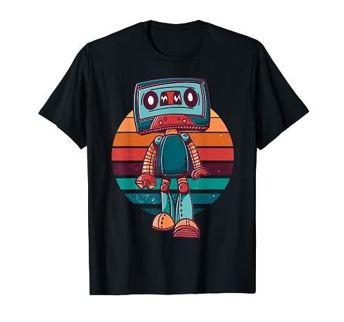 Funny Vintage 1980s Cassette Tape Robot 80s Music Graphic T-Shirt