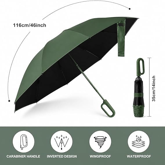 Image of Umbrella, Mini Folding Windproof & Compact UV Umbrella for Sun Protection Rain Windproof Strong Large 3 Fold for Women Handbags,3 Fold for Men Women, Stylish & Compact