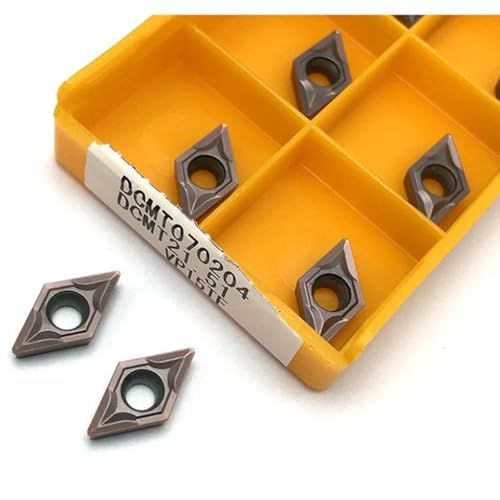 10-Pack DCMT070204 Carbide Inserts— Coated PVD Carbide Turning Inserts for Steel & Stainless Steel, High-Temperature Resistant, Ultra-Fine Tungsten Alloy (VP15TF)