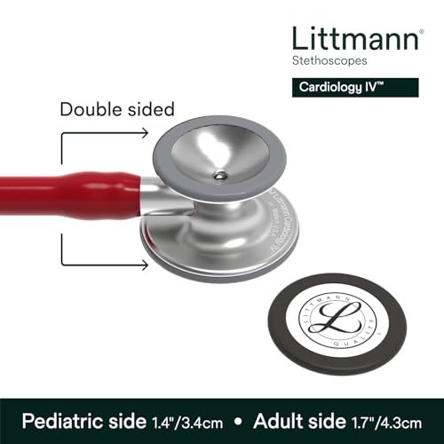 3M Littmann Cardiology IV Diagnostic Stethoscope, 6184, More Than 2X as Loud, Weighs Less, Stainless Steel Chestpiece, 27" Burgundy Tube - image 3