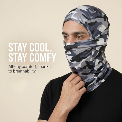 Image of UV-Protected Full Face Mask for Men and Women, Breathable Helmet Liner, Sweat Absorbing, Odour-Free, 4-Way Stretch, Sun & Dust Protection - Perfect for Bike Riding