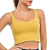 RUNNING GIRL Workout Crop Top for Women, Seamless Thick Strap Yoga Ribbed Tank Tops Longline Sports Bra(BX2756_Yellow_S)