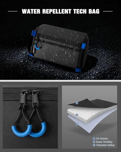 Image of Smasrob Electronics Organizer Travel Case, Tech Bag Charger Pouch, Black | Water Resistant, Elastic Bands, for Cord, Cable, SIM Cards, Phone, Airpods