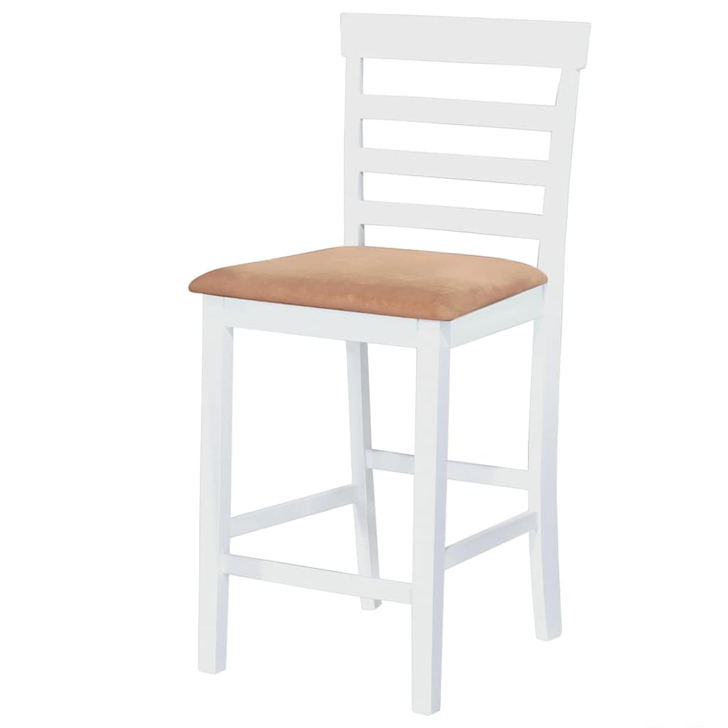 Table mange-debout blanche avec placage en bois véritable et 4 tabourets de bar en bois d'hévéa, 110 x 60 x 90,8 cm, hauteur d'assise 62 cm, salon à manger pour salle à manger, terrasse, balcon