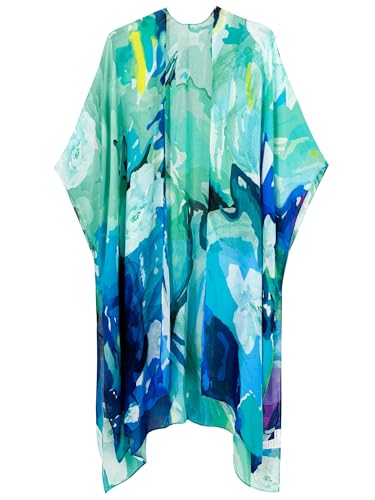 Image of Breezy Lane Women's Kimono Cardigan Summer Swimsuit Coverups Beach Cover Up with Floral Print for Vacation