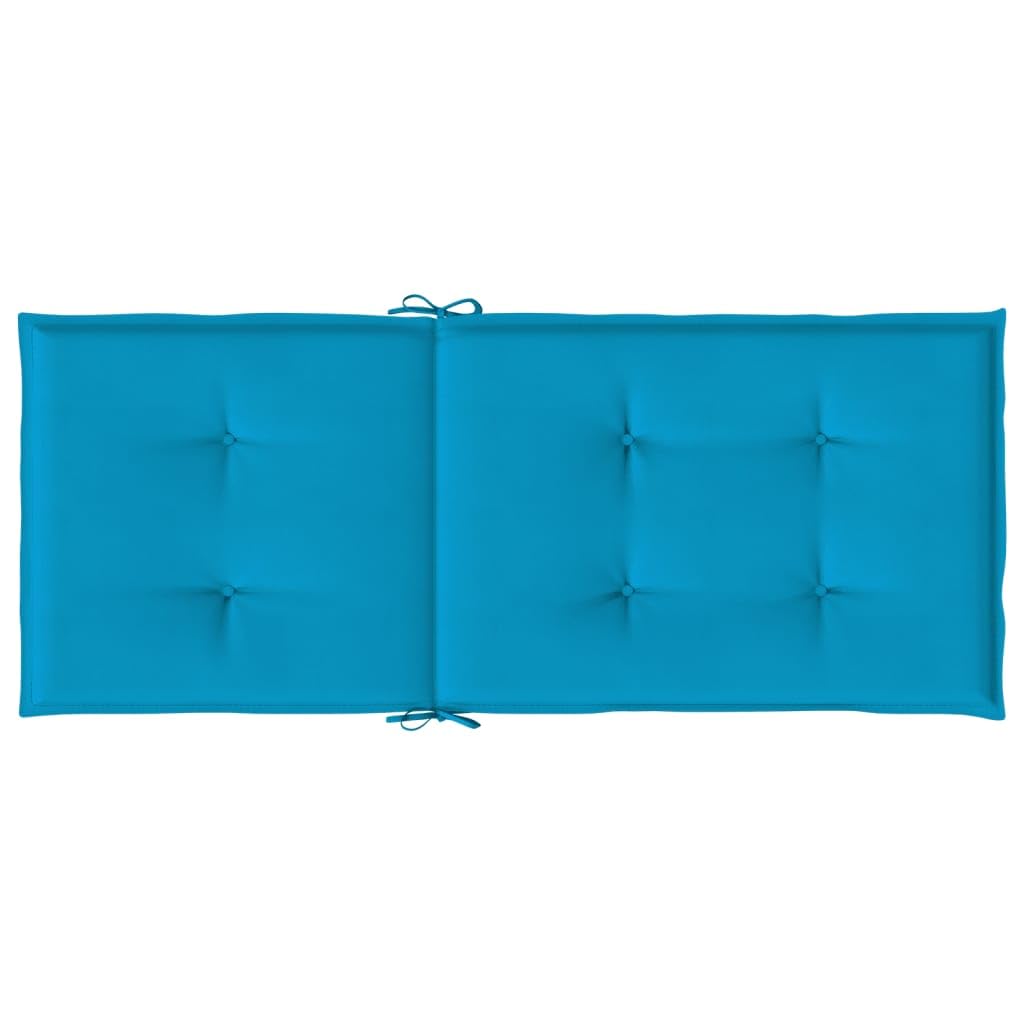 4er Set Gartenstuhlauflagen für Hochlehner, Bequeme Stuhlkissen 120x50x3cm, Strapazierfähige Sitzauflagen aus Polyester mit Befestigungsbändern für Gartenstühle, Blau