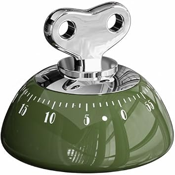 Retro Mechanical Kitchen Timer, Red, 60-Minute Countdown with Magnetic Back, Wind-Up Design, Loud Alarm for Cooking, Home Use Green and Plastic Material