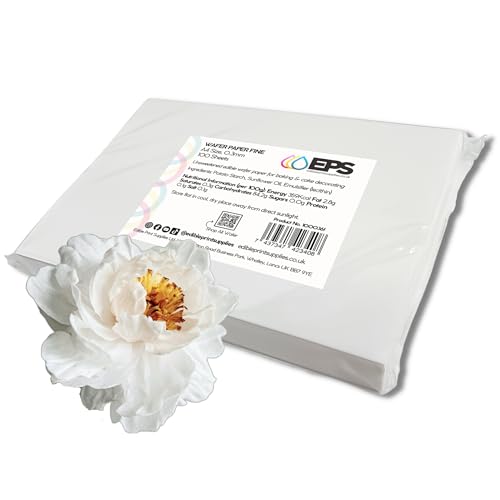 EPS A4 Edible Wafer Paper Fine - 100 Sheets (0.3mm Thickness) Quality Wafer Paper - for Edible Printing Cake Decorating and Burn Away Cakes