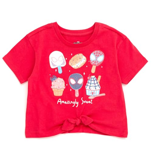 Image of Marvel Spider-Man Girls T-Shirt and Chambray Shorts Outfit Set Toddler to Big Kid Sizes (2T - 10-12)