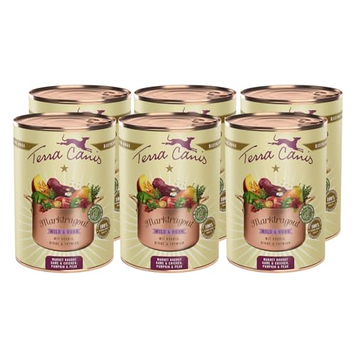 Terra Canis Wild, Huhn, Kürbis, Birne & Thymian - Marktragout, 6x385g I Premium Hundefutter in 100% Lebensmittelqualität Aller Rohstoffe I Reichhaltig & gesund, allergenarm & glutenfrei