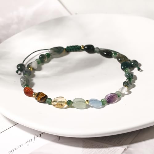 Image of 7 Chakra Crystals and Stones Anklet Irregular Tumbled Gems Beaded Ankle Bracelets for Women Spiritual Energy Meditation Yoga Healing Jewelry Mom's Gifts