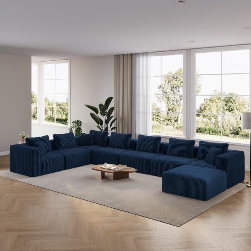 Image of Novilla 177 inch Modular Sectional Sofa, U Shape Extra Large Sectional Couch, Modern Cloud Design with Smarts Coil Support, Boneless Sectional Couch for Living Room Apartment, No Assembly Required, Blue