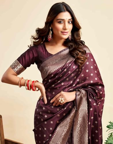 Image of C J Enterprise Women's Banarasi Saree Pure Kanjivaram Style Silk Saree With Blouse Piece for Wedding (Pari-160)