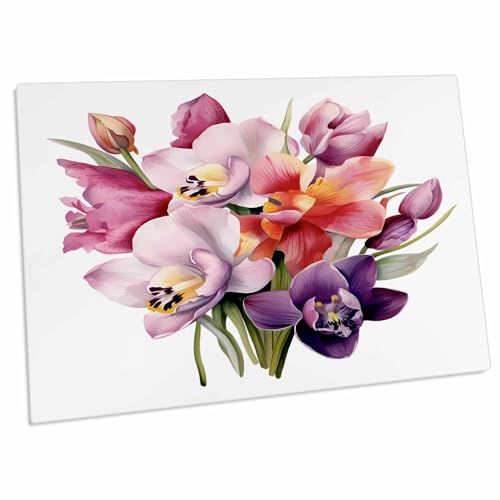 Alfombrilla grande para escritorio con flores tulipán y orquídea miniatura 1