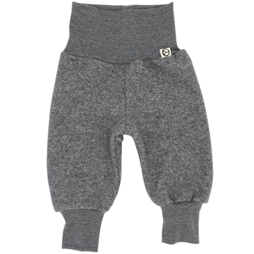 Tulipanelli Mitwachsende Babyhose aus Merino Wollfleece - Wollhose für Babys und Kleinkinder - Mitwachshose aus Merinowolle - Größen 50-74 | 68-86 | 92-104 - Einfarbig Unifarben (Grau 50-74)