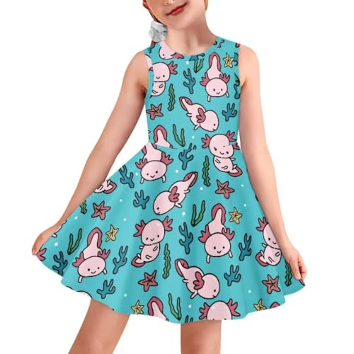 Girls Princess Dress Print A-line Swing Flared Casual Party Dress