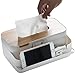 GCBTECH Porta Fazzoletti Multifunzione Rettangolare Scatola per Fazzoletti con Copertura in Legno, Desktop Organizer per Tablet Cellulare Telecomando, Bianco