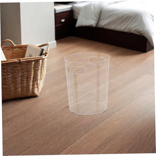 Caneca de basura rectangular transparente con tapa y asa miniatura 7
