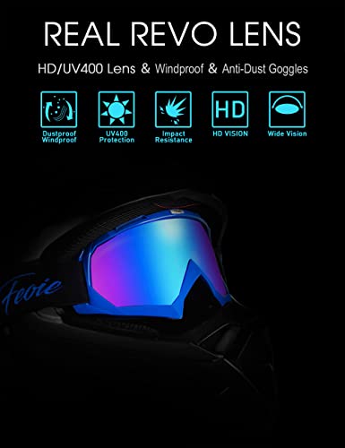Feoie Dirt Bike Goggles Motocross Goggles Adult Atv Motorcycle Glasses For Men Windproof Mx Dirtbike Racing Safety Riding Goggles (Blue/Blue) #TOP1