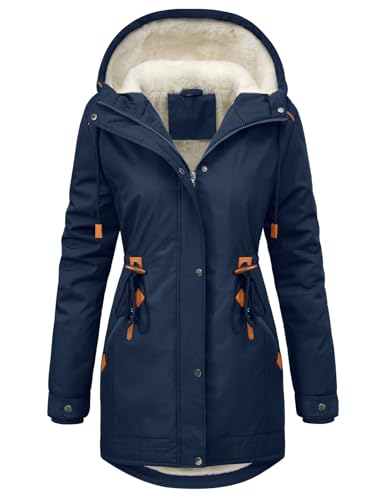 RITOSTA Winterjacke Damen Lang Parka Fleece Gefüttert Damen-Jacken Winter Wintermantel Warm Mantel Hooded Jacket Kapuzenjacke Winterparka Softshellmantel mit Kapuze...