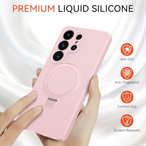 Vanxiliiy for Galaxy S26 Ultra Case with Stand, Slim Liquid Silicone Phone Cases for Samsung Galaxy S26 Ultra Compatible with MagSafe Magnetic Ring Kickstand Case Full Camera Protection, Pink by Vanxiliiy - Used condition - Image 5