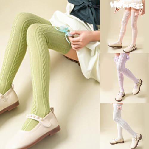 Over The Knee Socks Cotton Cableknit Socks Kids Girl Spring Stretchy Socks for Girls School Uniform Socks4