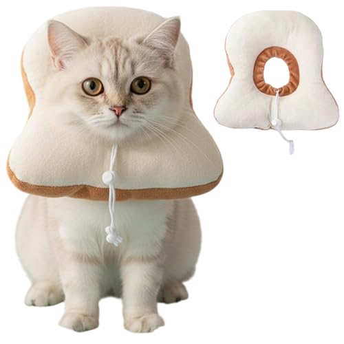 KEQAR Collare Elisabettiano Regolabile Morbido per Gatti e Cani Piccoli Post Operazione e Ferite (M) (Toast)